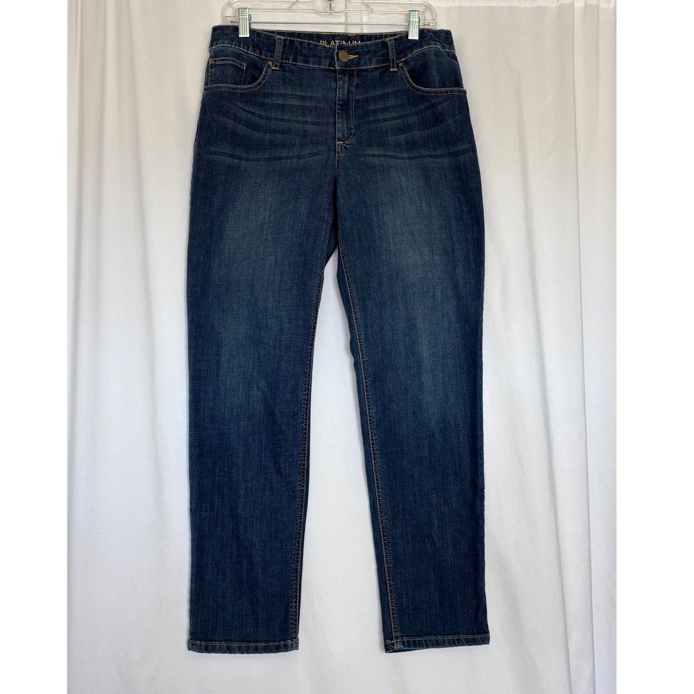 Chicos Platinum Denim Jeans Womens 1 Dark Wash Straight Leg Blue Pants Fit 32X29
